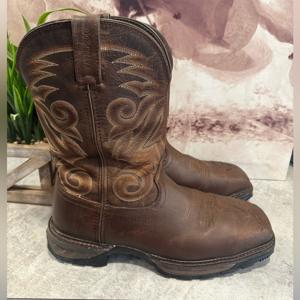 Men's Durango Maverick XP Waterproof Cowboy Work Boots, Brown Steel Toe Size 10M - Picture 2 of 7